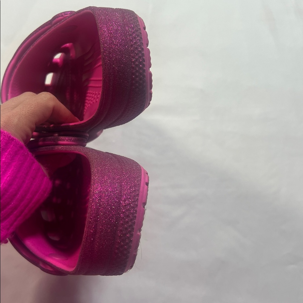 Crocs W9 M7 pink glitter - like new - Picture 6 of 6